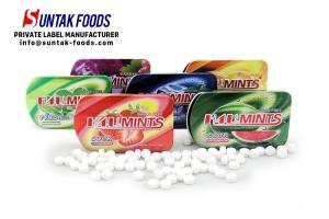 Quality 15g Sweet Confectionery Slide Tin Box Candy / Xylitol Mints For Fresh Breath wholesale