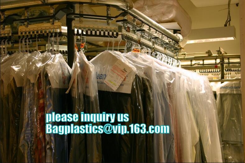 commercial clear pe ldpe poly hotel laundry roll up suit garment packaging dry cleaning cover plastic polythene bag for