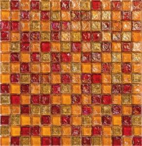 Quality Orange color water waving glass mosaic tile for small place decoration wholesale
