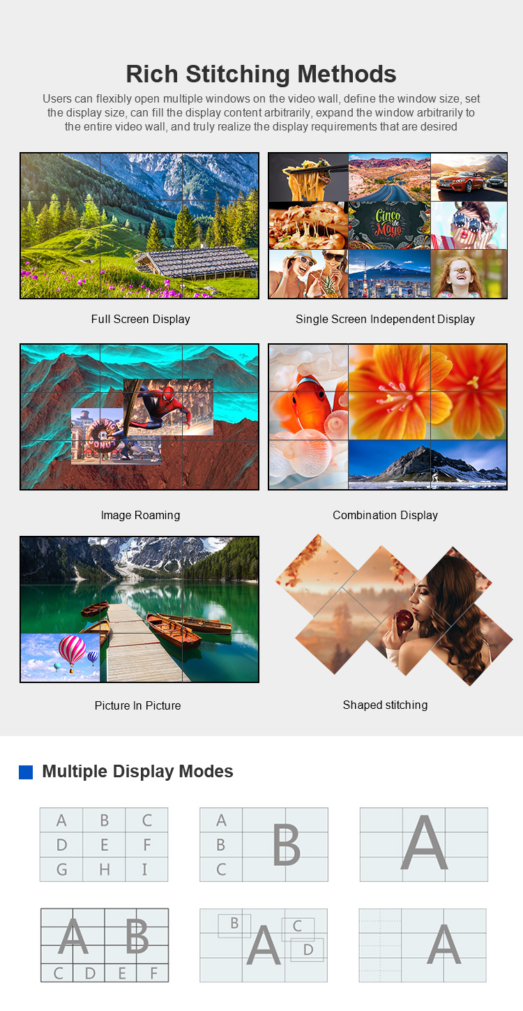 46 Inch Ultra Narrow Bezel 4K 2X2 3X3 Mutti Screen LCD Video Wall For Advertising HR46F