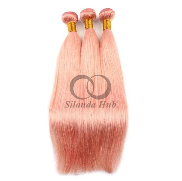 Pink Straight Remy Human Hair Bundles Sew In Weave Bundles Brazilian Bundle