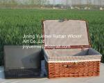 wicker storage basket with cover mat