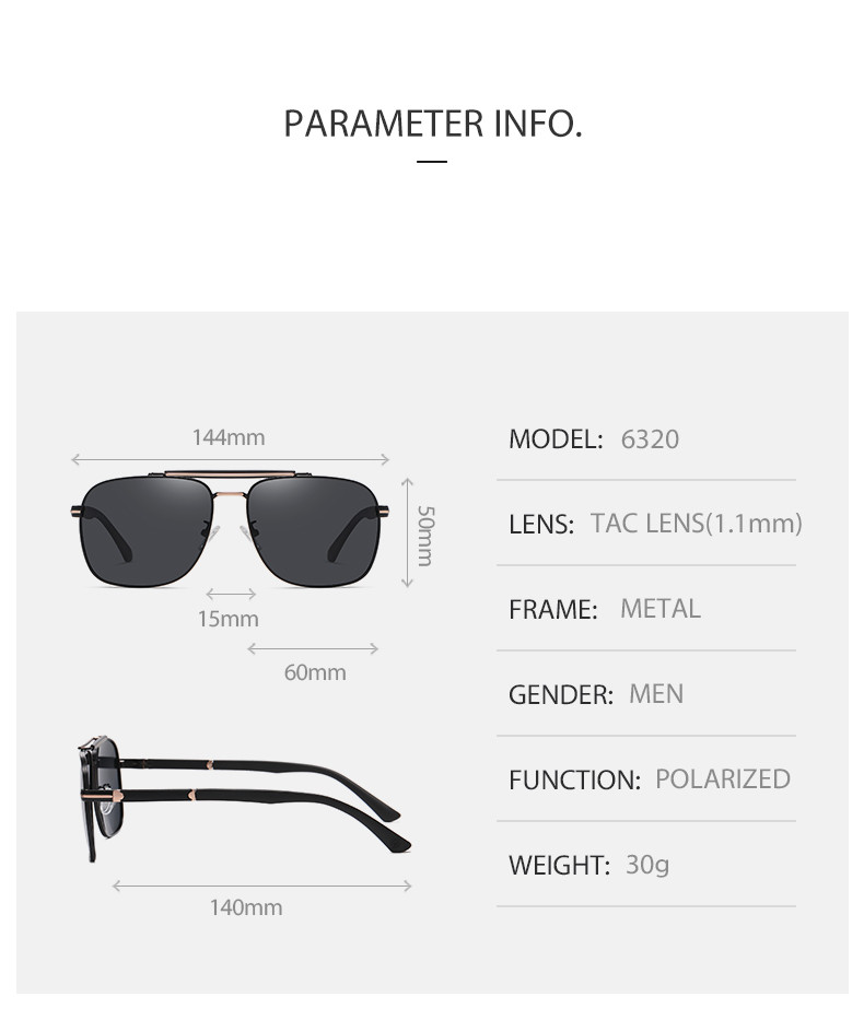 Custom Square Frame Metal Sunglasses Filters UV Polarized Lens 62mm Lens