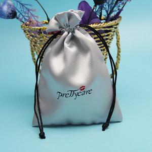 Quality Personalized Luxury Satin drawstring eyelash Packaging bags with logo printing wholesale