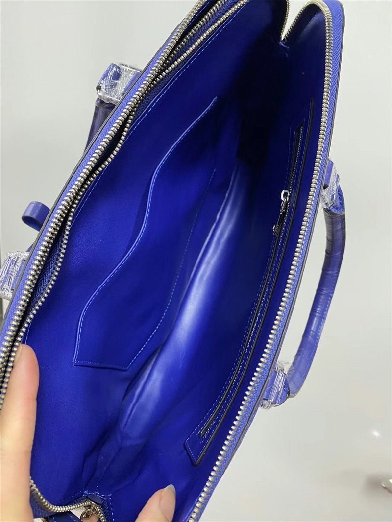 Authentic Crocodile Belly Skin Matt Finished Businessmen Blue Briefcase Genuine Alligator Leather Male Working Purse