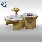 Stainless Steel Coffee Table Set Brushed Champagne Gold 11mm Sintered Stone On