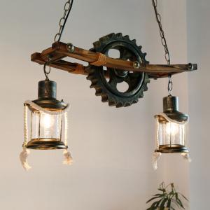 Quality American Design Glass Chandelier Retro Cafe Wooden Lamp Gear Industrial rectangle chandelier(WH-VP-71) wholesale