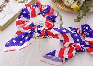 Quality USA national Flag printed large scrunchies Europe American lady hair ribbons accessories wholesale OEM picture wholesale