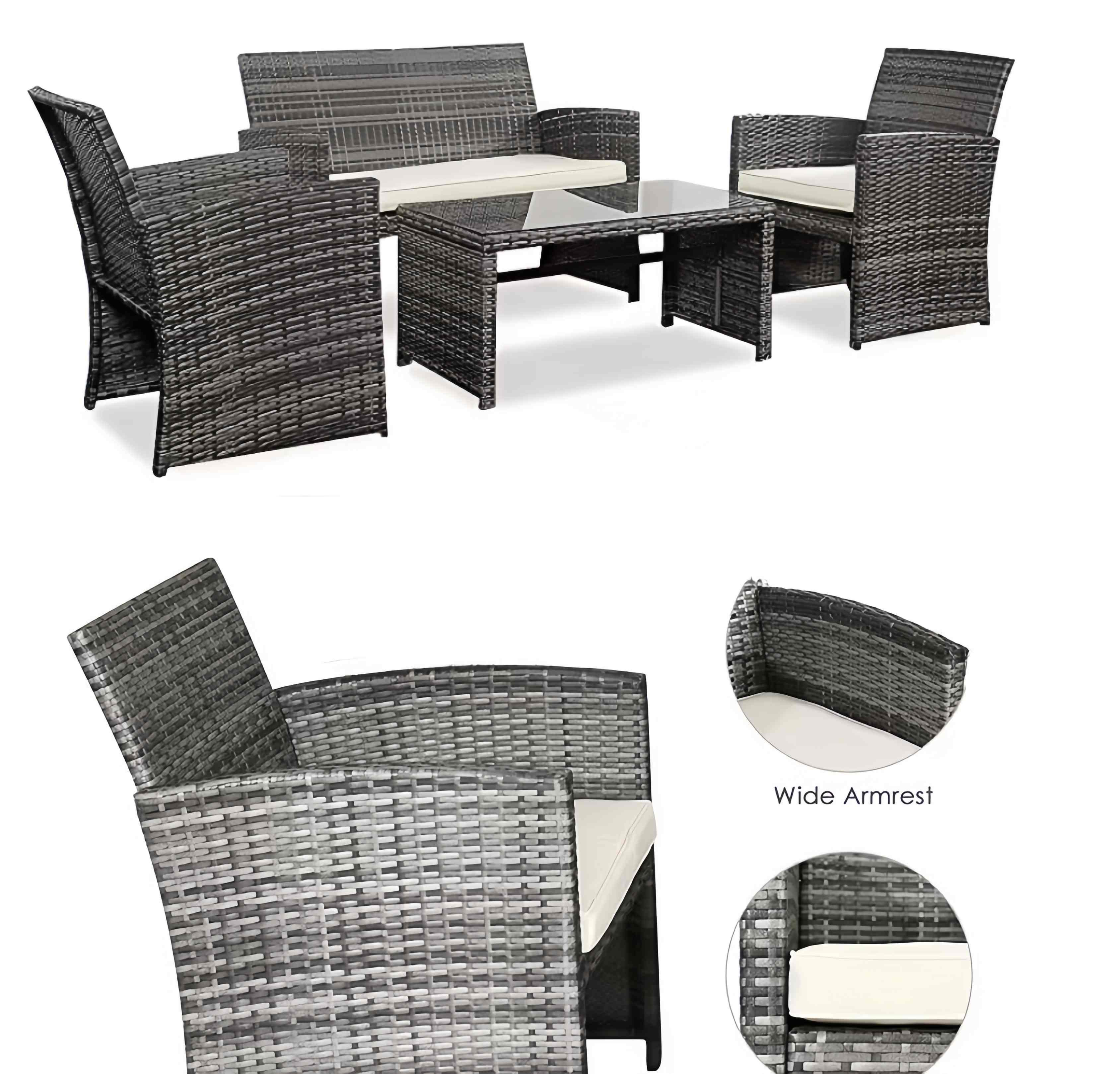 High Quality Aluminum Frame Modern PE Rattan Woven Wicker Handmade Sofa Coffee Table Set Outdoor Indoor Furniture