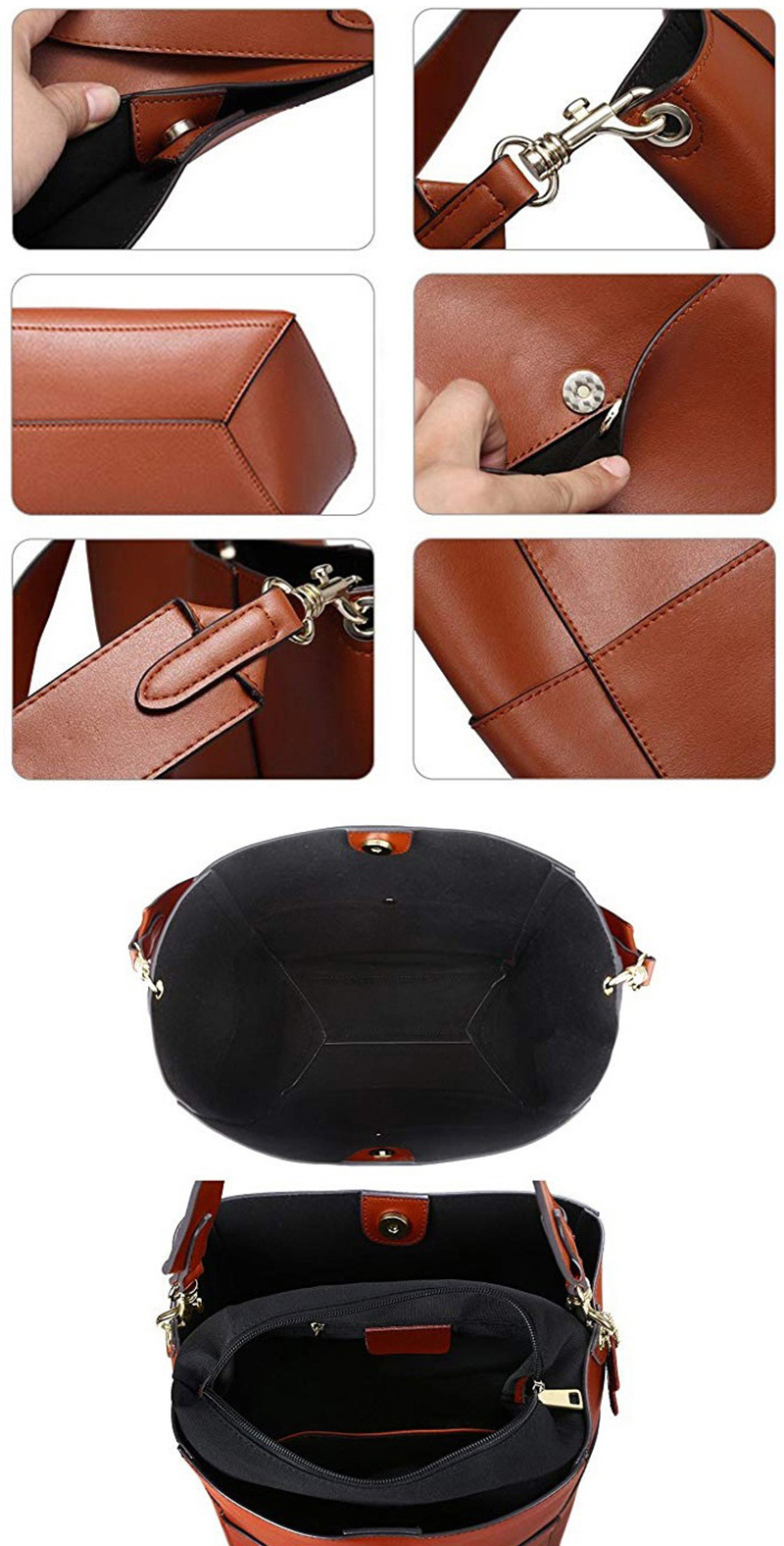 Large Shoulder Women Tote Handbags Cowhide 9.5inch OEM Acceptable