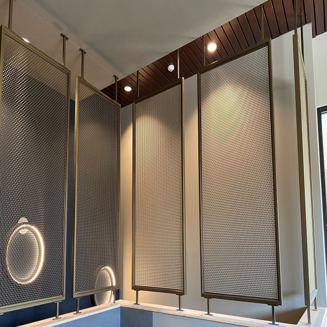 2-6mm Silver Metallic Stainless Steel Decorative Wire Mesh Grilles For Modern Cabinet Doors