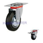 4 Inch Black Rubber Industrial Caster Wheels Rubber Wheel Top Plate
