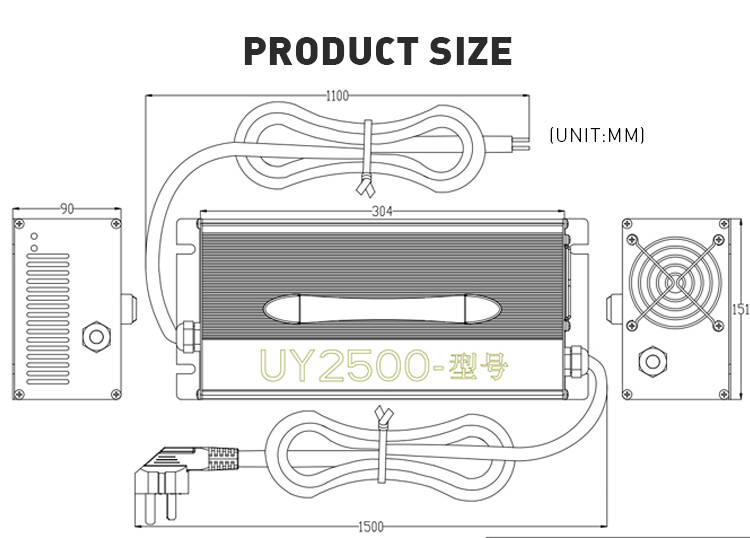 2500W Portable Li Ion Battery Charger 100A 12V Lithium Charger Stable
