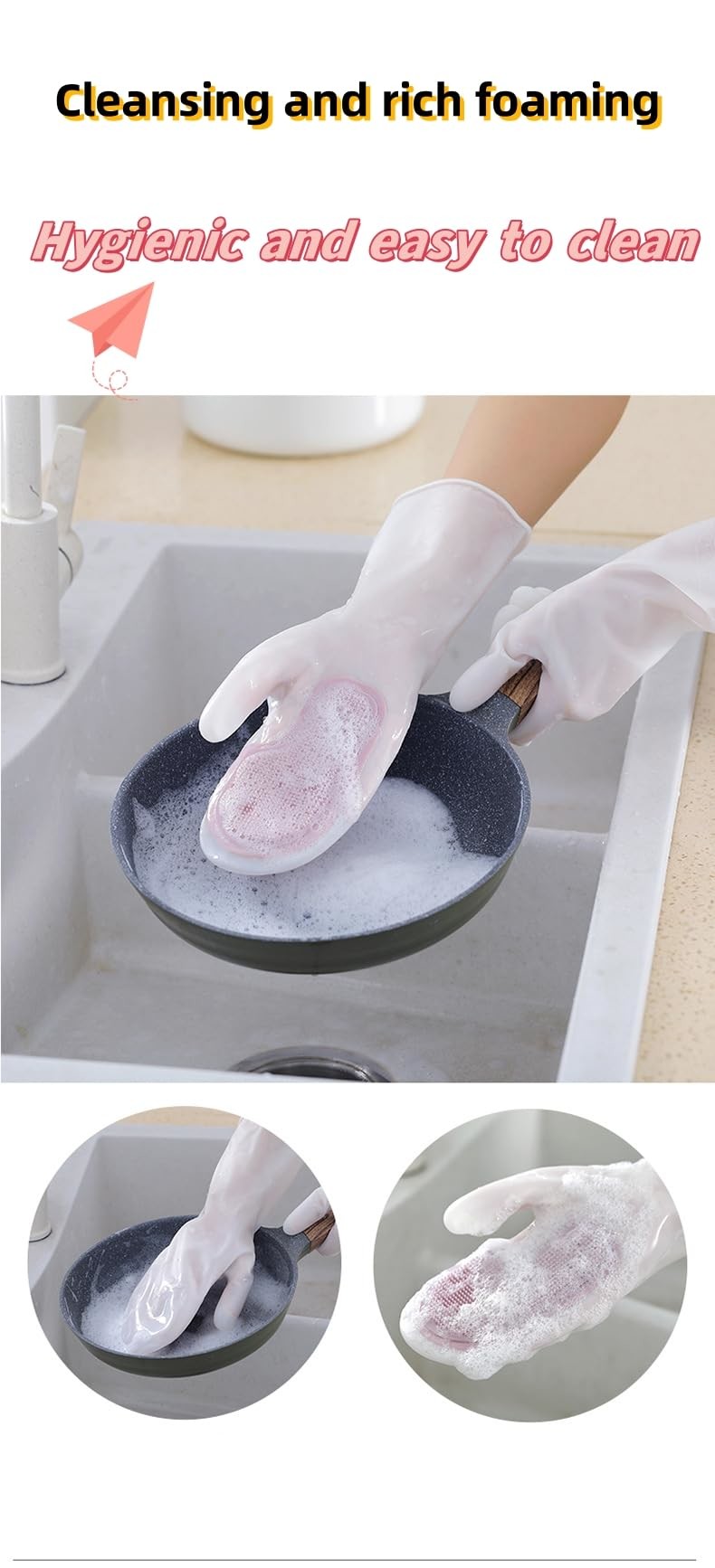 Silicone Dish Washing Gloves Reusable Cleaning Gloves Silicone Scrubber Gloves For Household, Bathroom Pet Bathing Cars