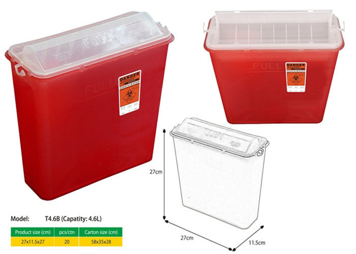 4.6 Litre Sharps disposal container, Sliding Lid, Red,Sharps Container | WinnerCare