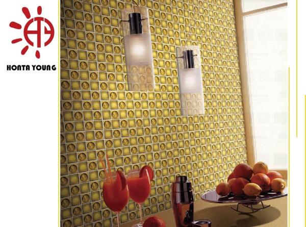 HTY - TG 300 300*300 Best Selling Gold Color Plating Ceramic Glass Metal Mosaic