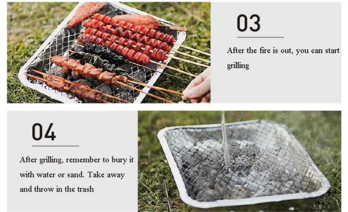 Outdoor Camping Portable Disposable Charcoal BBQ Grill with Design and 32X24X6cm Size