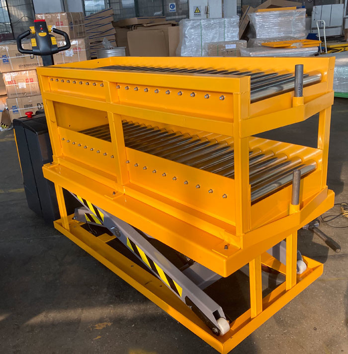 Roller Lift Table Top 1500kg Electric Pallet Truck For Die Handling Production Line