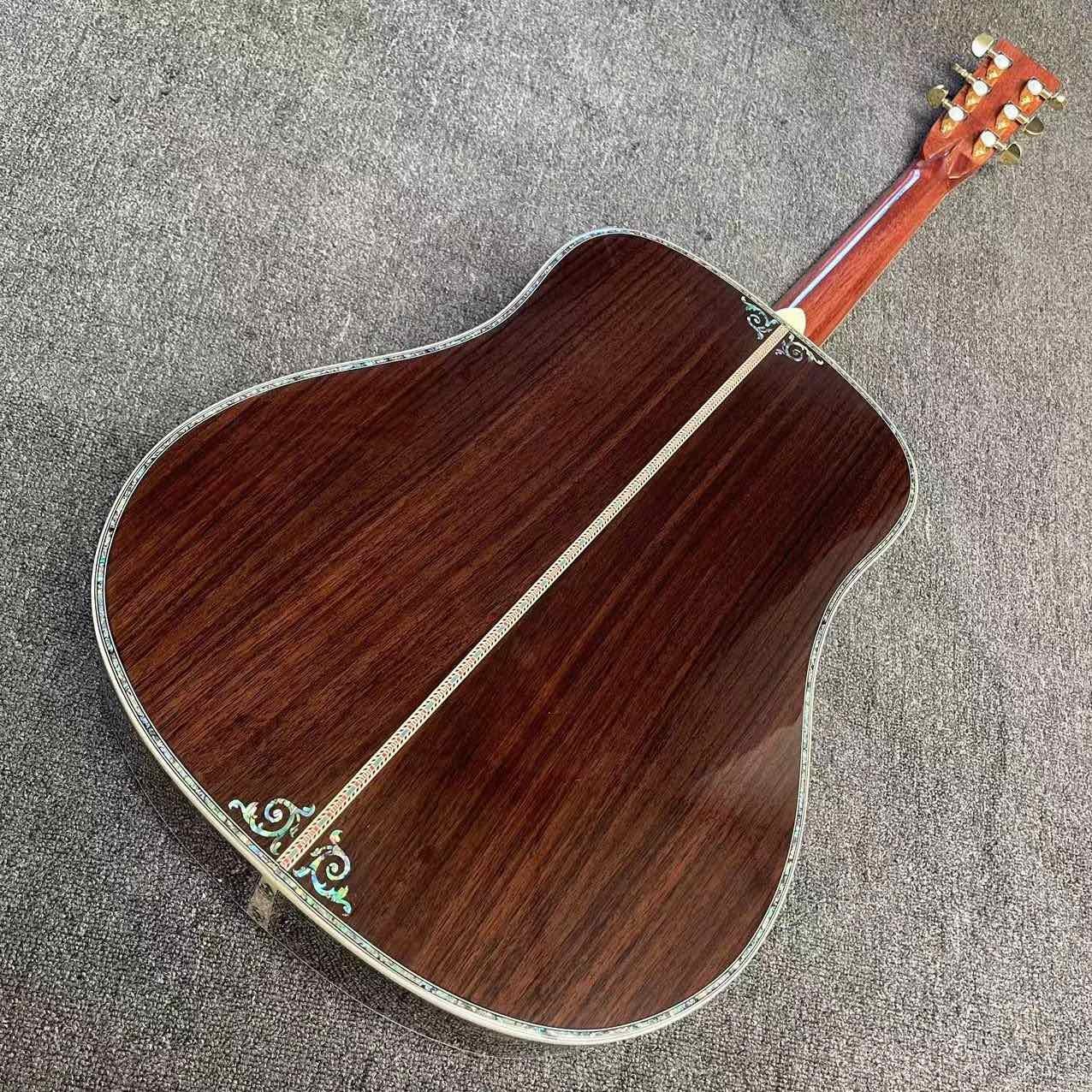 41 Inch D Type Sunburst Solid Spruce Acoustic Guitar Abalone Ebony Fingerboard