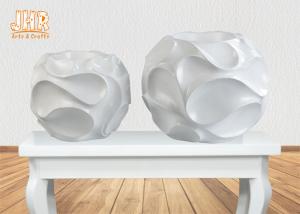 Quality Home Wedding Classic Fiberglass Flower Pots Wavy Pattern Glossy White wholesale