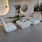 Custom Fiberglass Resin Furniture Table Chair Sets White color
