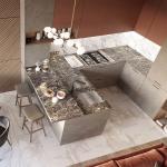 PVC Cupboard Design PVC Kitchen Cabinets 20mm Quartz Stone