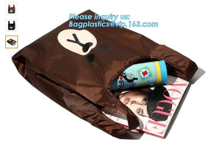 Recycled Foldable Nylon Polyester Tote Bag with logos polyester shopping bag Custom advertising handle non woven bag PAC
