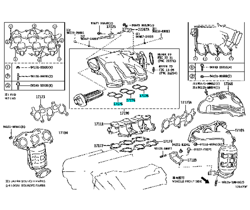 17176-31090 Gasket for Toyota HIGHLANDER Express Shipping and Reference NO. 01182400