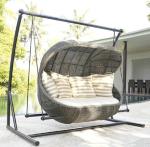 Luxury Fashion 2 Seat Poly Rattan Swing Chair For Beach / Office