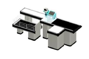 Quality White Supermarket Cashier Counter Checkout Conveyor Belt Stainless Steel Countertops Assembling wholesale