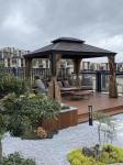 Outdoor Patio Garden Steel Frame Hardtop Metal Roof Gazebo with Privacy Curtains
