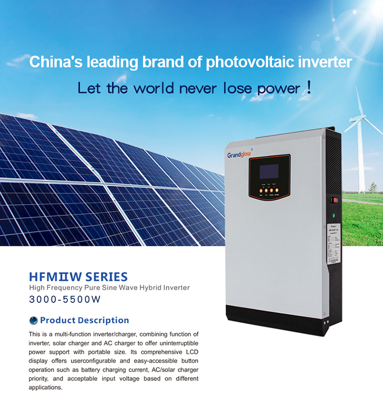 WIDE PV INPUT 500VDC 5.5KW MPPT 48V 100A HYBRID OFF GRID INVERTER