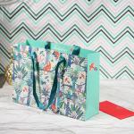 Promotional LOGO Ribbon Handle Paper Reusable Shopping Bag