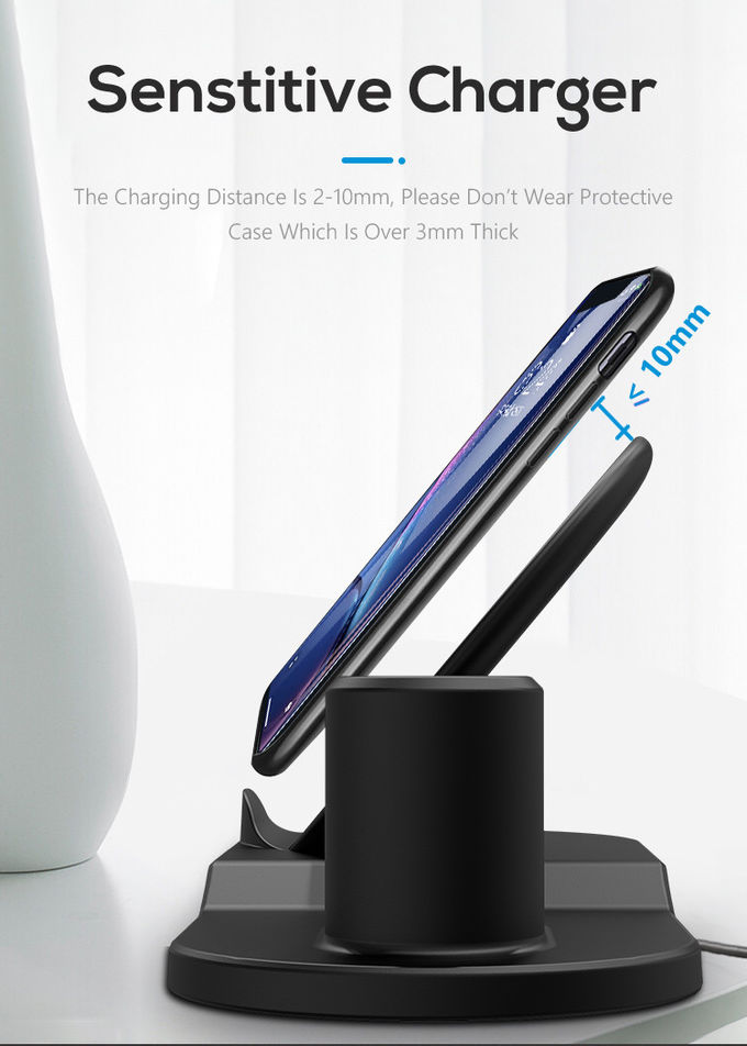 QI Enabled 10mm 5W ABS 3 In 1 QI Wireless Charger