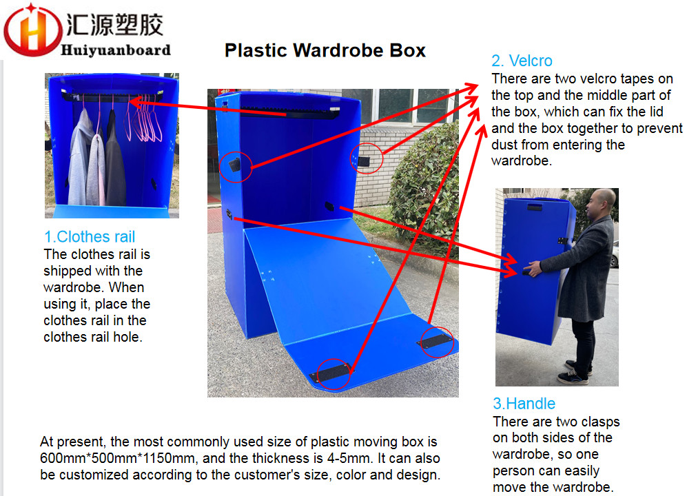 Customized Impact Resistant Corrugated Plastic Box For Clothes Moving