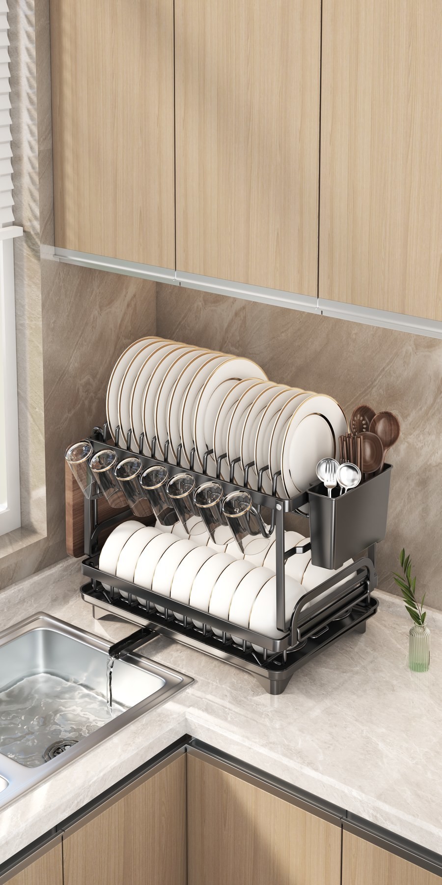 Iron Dish Rack for Kitchen Room Space Kitchen Classification Folding Rack