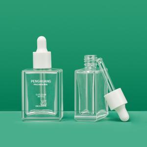 Quality MSDS Rectangle 15ml Serum Dropper Bottles Essence Oil Packaging wholesale