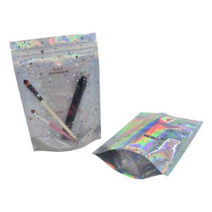 Quality Holographic Transparent Hot Stamping Print Mylar Zipper Bag wholesale
