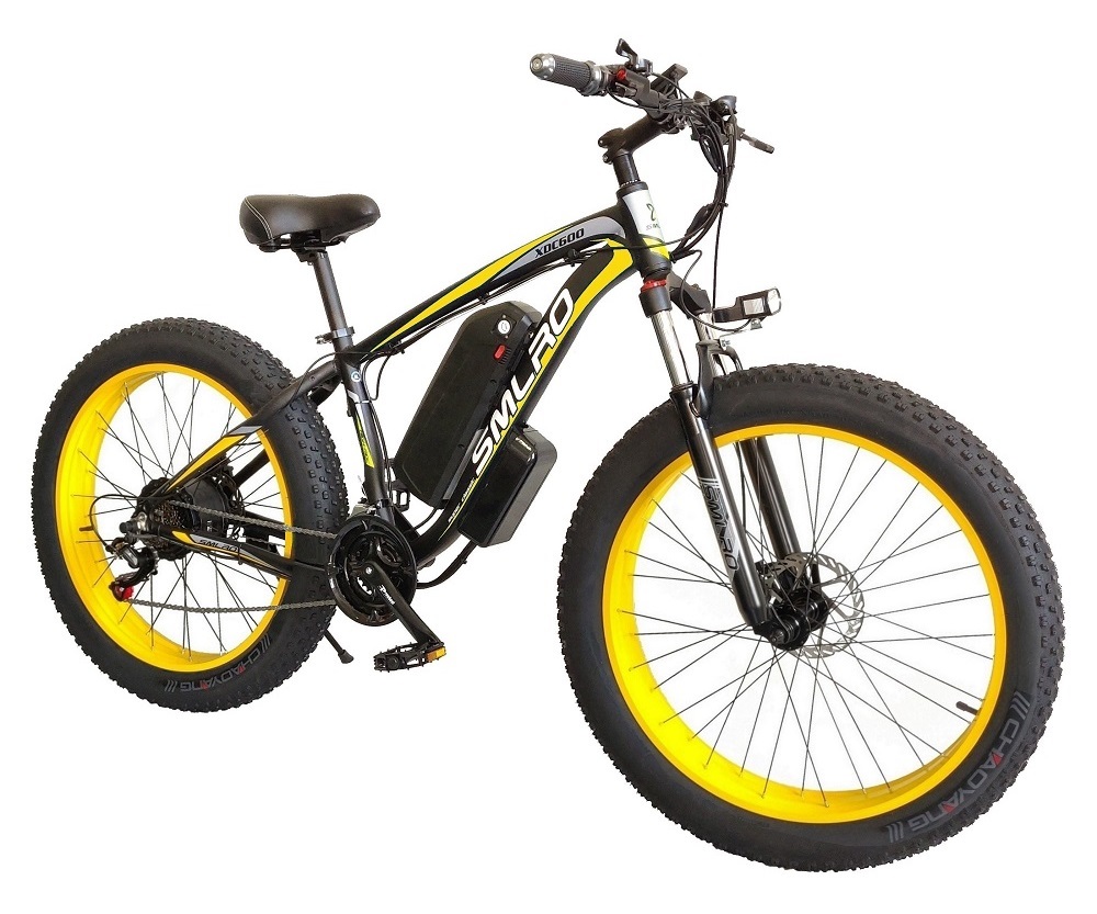 1KW Fat Tire Electric Mountain Bike Brushless Geared HYDR Fork