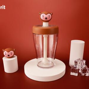 Quality Cartoon Plastic Drinking Reusable Straw Water Bottle Multiple Colors wholesale