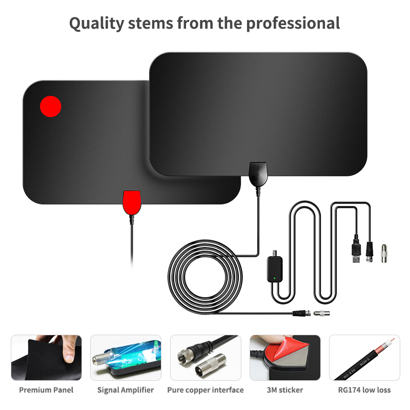 4k Boster Uhf Flat Hd Indoor Digital Cable Adapter Female Tv Antenna for Clear Reception