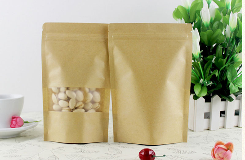 Food Package Bakery Kraft Paper Bag with Window Customized Design and Eco-Friendly