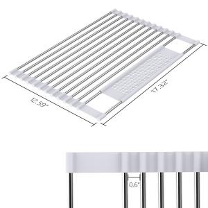 Quality Foldable Dish Sink Drying Rack FDA Grade Soft Silicon Dish Drainer Stainless Steel wholesale
