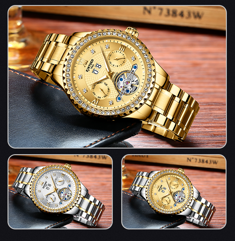 KINYUED Luxury Watch Brands Custom Water Resistant 3ATM Stainless Steel Men Watch