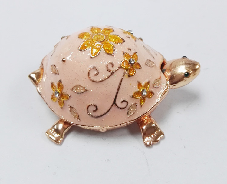 Turtle trinket jewelry box petwer metal jewelry box enamel decoration gifts box