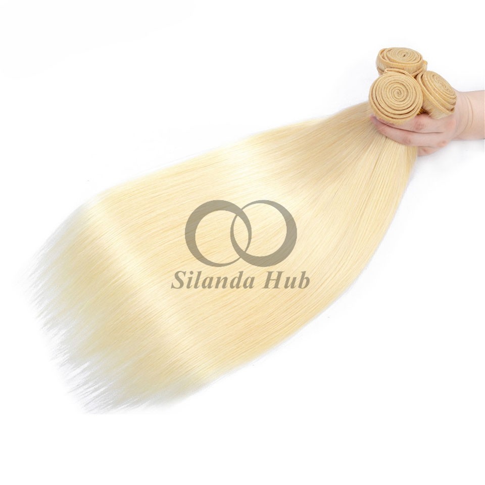 #613 Bleached Blonde Straight Remy Human Hair Bundles Sew In Weave Bundles Brazilian Bundle Deals