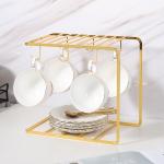 6 Hooks Carbon Steel Cup Rack Stand , L25cm Mug Racks Stands