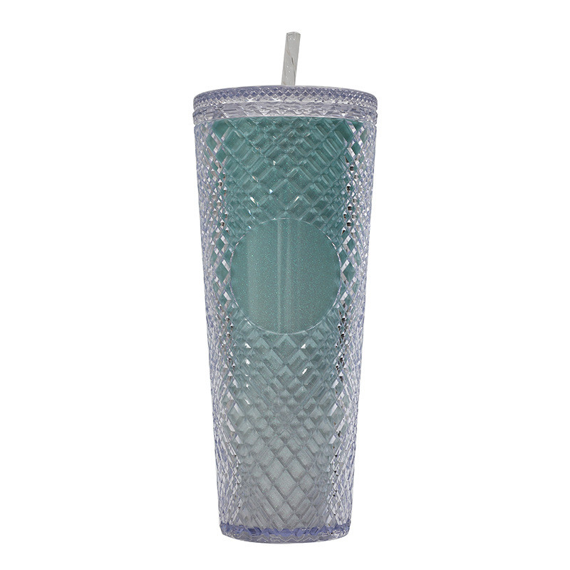 Semi Transparent Honeycomb Textured Tumbler With Straw 24 Ounce Volume