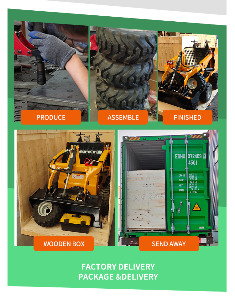 Euro 5 CE Epa Mini Skid Steer Loader 500 Kg 1 Ton 2 Ton with MOOG Hydraulic Cylinder