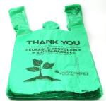 Green PLA + PBAT Plastic Compostable T Shirt Bag 3 Gallon-96 Gallon
